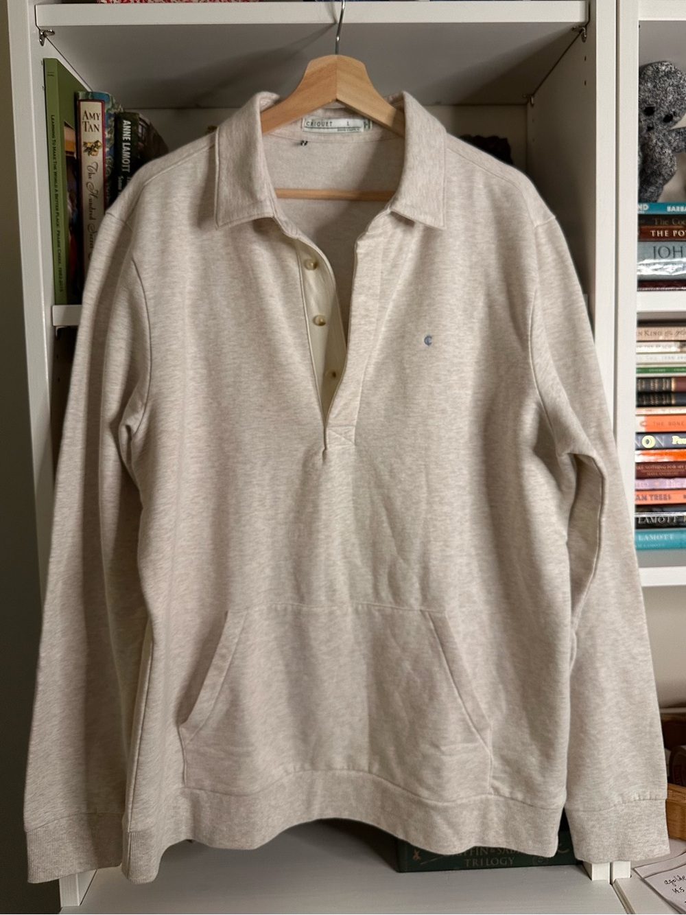 Criquet Cotton Pullover Sweatshirt.  Size L